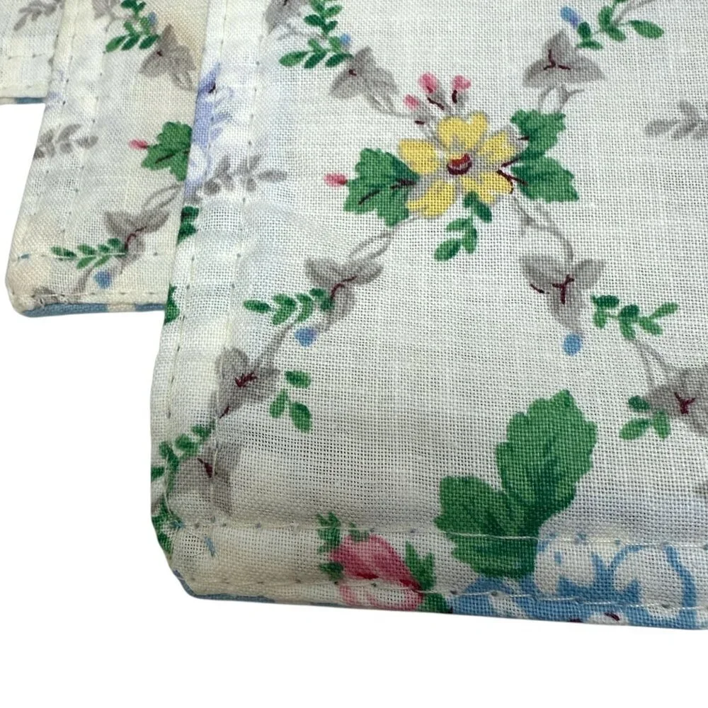 Martha Stewart Placemats Set 4 Blue Floral Cloth Cottage Shabby Chic Reversible